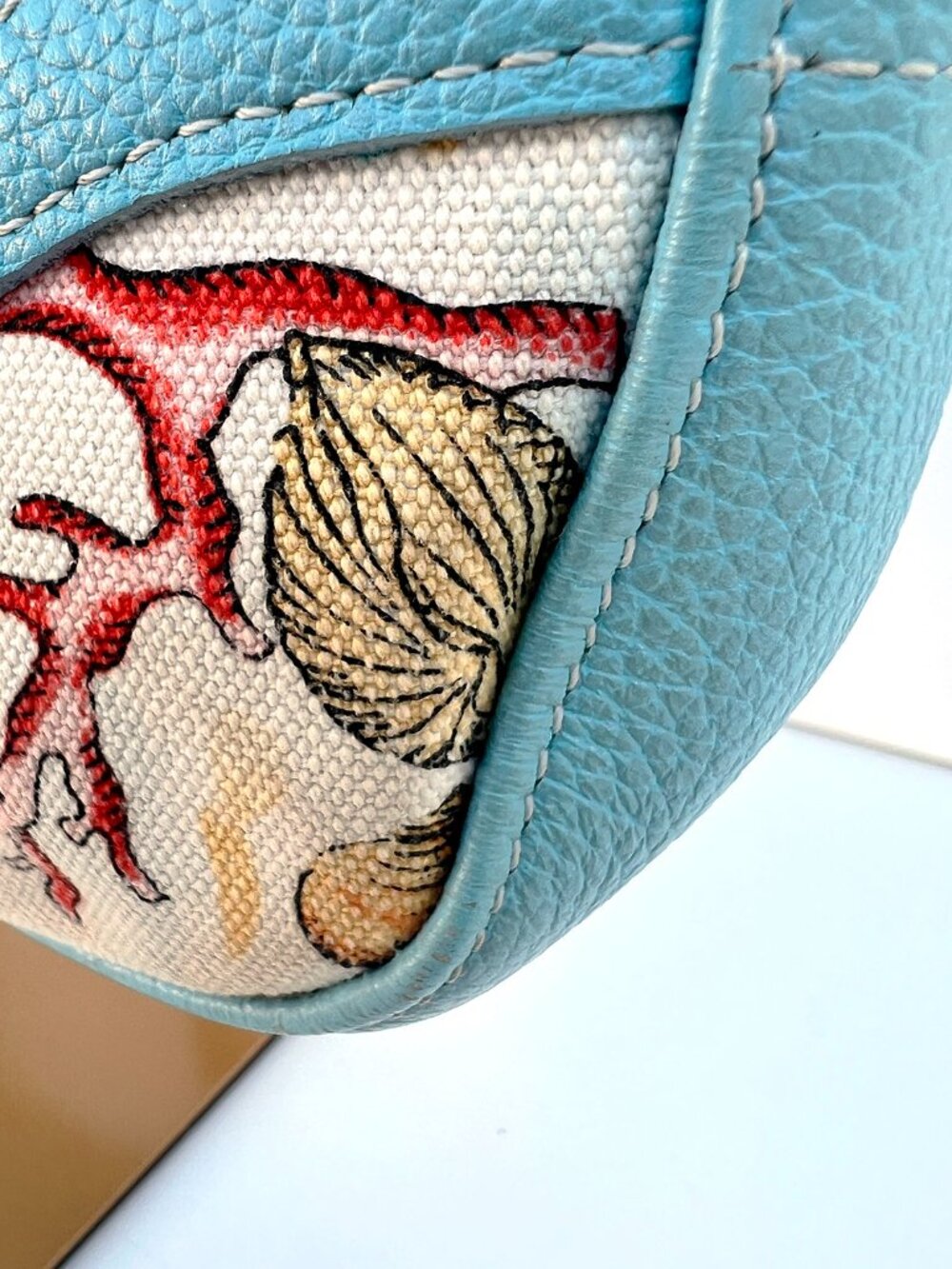 Longchamp Nautical Coastal Marine Coral Print Leather Shoulder Bag - Picture 5 of 13